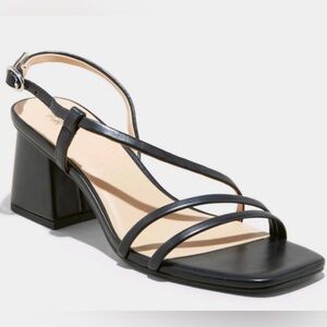 NWT Women's Blaire Heels Wild Fable Black Leather Strap Size 9